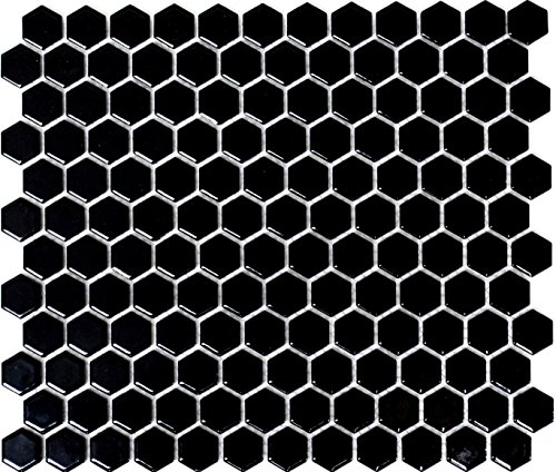 Mosaik Hexagon uni schwarz glänzend Keramik Mosaik, Mosaikstein Format: 23x26x5 mm, Bogengröße: 260x300 mm, 10 Bögen Mosaik Hexagon uni schwarz glänzend Keramik Mosaik, Mosaikstein Format: 23x26x5 mm, Bogengröße: 260x300 mm, 10 Bögen von conwire
