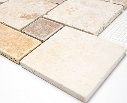 Mosaik Mini Pattern MIX Travertin Naturstein Küche, Mosaikstein Format: 150x100/100x100/48x100/48x48x10 mm, Bogengröße: 60 x 100 mm, 1 Handmuster ca. 6x10 cm Mosaik Mini Pattern MIX Travertin Naturstein Küche, Mosaikstein Format: 150x100/100x100/48x100/48x48x10 mm, Bogengröße: 60 x 100 mm, 1 Handmuster ca. 6x10 cm von conwire