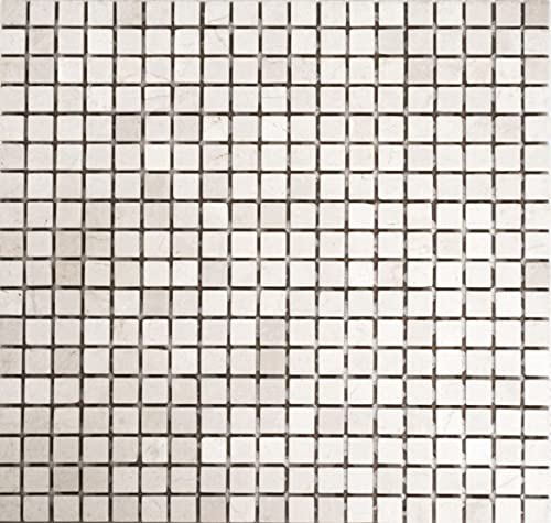 Mosaik Quadrat uni Botticino Anticato Marmor Naturstein Küche, Mosaikstein Format: 15x15x8 mm, Bogengröße: 305x322 mm, 10 Bögen von conwire