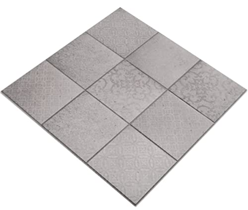 Mosaik Selbstklebend grau Shabby Chic Optik Vinyl matt Quadrat Wand Küche Bad von conwire