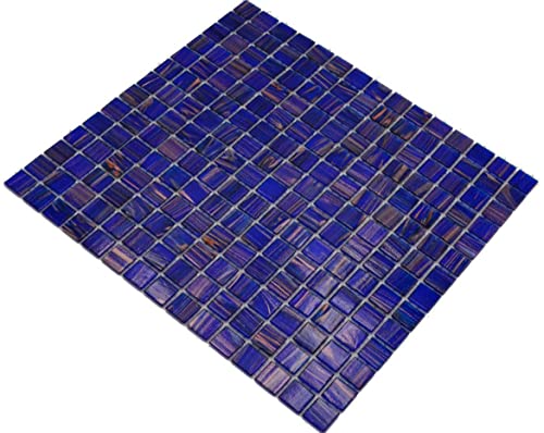 Mosaik dunkelblau Glasmosaik Mosaikfliese Fliesen Glas glänzend Quadrat Wand Boden Küche Bad Dusche von conwire