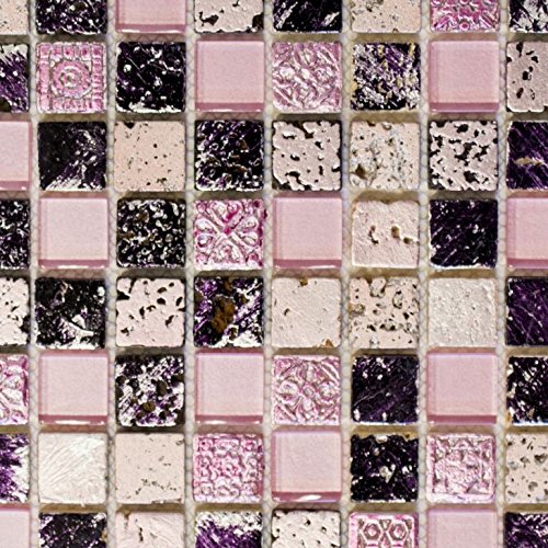 Mosaikfliese Crystal Transparent Glasmosaik/Naturstein/Resin mix pink von conwire