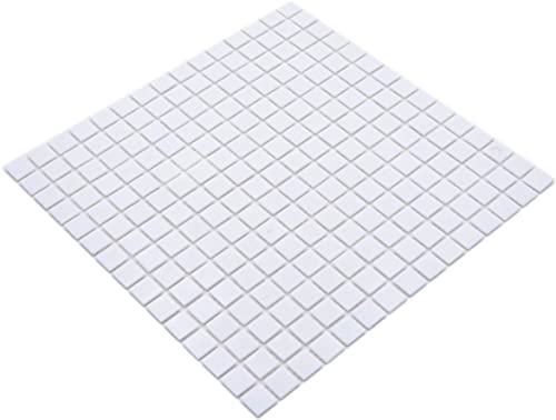 Mosaikfliese Glasmosaik Classic Uni Glas uni weiß papierverklebt Poolmosaik Schwimmbadmosaik von conwire