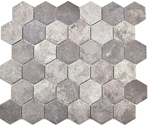 Mosaikfliese Hexagon Sechseck Zement dunkelgrau Küchenrückwand Wandverkleidung Badewannenverkleidung Duschtasse Mosaikwand Mosaikfliese Duschwand von conwire