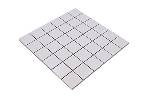Mosaikfliese Quadrat uni weiß matt Keramik Mosaik, Mosaikstein Format: 48x48x6 mm, Bogengröße: 298x298 mm, 1 Mosaikmatte von conwire