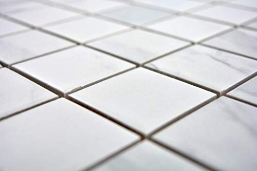 Mosaikfliese Quadrat weiß und carrara Optik Keramikfliese 1 Matte von conwire