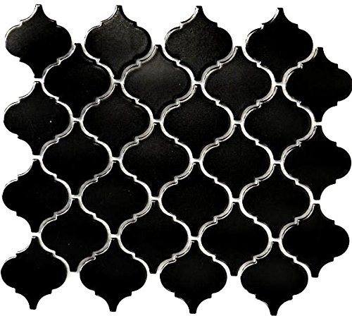 Retro Vintage Mosaik Fliese Keramik Florentiner schwarz matt für BODEN WAND BAD WC DUSCHE KÜCHE FLIESENSPIEGEL THEKENVERKLEIDUNG BADEWANNENVERKLEIDUNG WB13-12BM von conwire