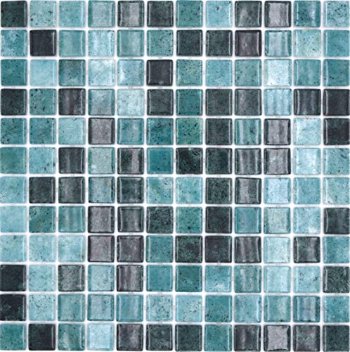 Schwimmbadmosaik SPAIN Schwimmbadmosaik Poolmosaik Recycling Glasmosaik grün glänzend Wand Boden Küche Bad Dusche von conwire