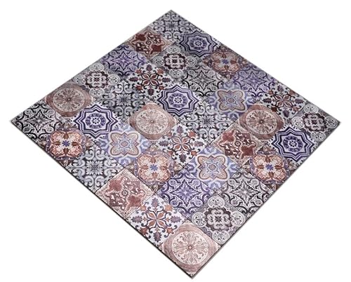 Selbstklebende Mosaik Matte Alu Retrooptik mehrfarbig violett cream braun von conwire