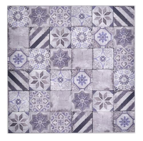 Selbstklebende Mosaik Matte Alu Retrooptik mehrfarbig violett grau | 10 Mosaikmatten von conwire