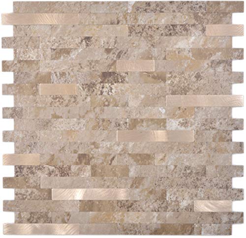 Selbstklebende Mosaikmatte Verbund Vinyl Steinoptik Limestone brown/Gold für WAND KÜCHE Fliesenspiegel Thekenverkleidung Wandverblender von conwire