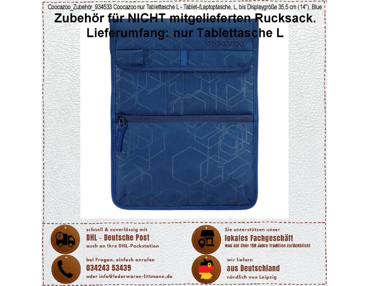 coocazoo Trinkflasche Coocazoo Tablet-/Laptoptasche, L, bis Displaygröße 35,5 cm (14), Blue von coocazoo