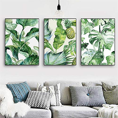 cooci 3 Packung 5D DIY Diamond Painting Set Grüne Pflanzen 90x40cm Full Drill Groß Diamant Malerei 3-Bilder Kombination Kits Kristall Strass Handwerk Kreuzstich Stickerei Home Decor Geschenk von cooci