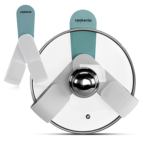 cookenia Topfdeckelhalter vertikal - ohne bohren - perfekt passend für alle Größen von S - XXL - ideal für Wand und Schranktür - Topfdeckel Aufbewahrung - blau-weiß von cookenia