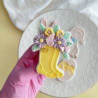 Floral Spring Boots Fondant Embosser Cookie Stamp Cutter von cookiecutterFabrik