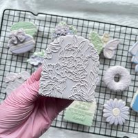 Pfingstrosen Pattern Embosser Cookie Stamp Cutter von cookiecutterFabrik