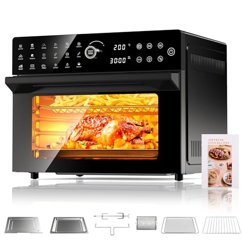 30L Heißluftfritteuse XXL Minibackofen mit LED-Touchscreen, Minibackofen mit Umluft mit 20 Programmen und Zwei Kochmodi, 1800W Heissluftfritteuse Air Fryer Oven ohne Öl, 8h Timer, Rezeptbuch,7 Anhänge von cookwise