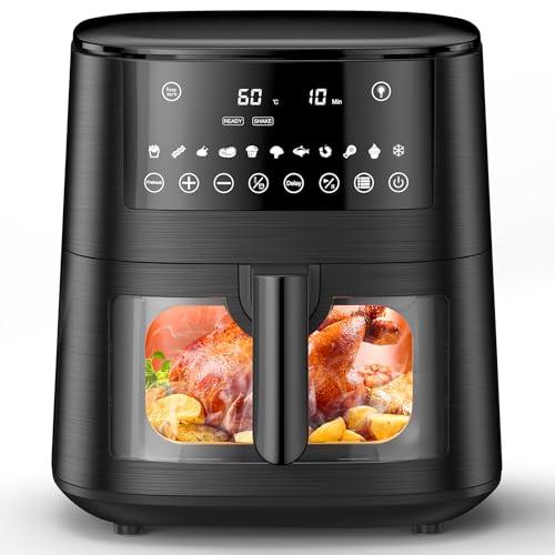7,2L Heißluftfritteuse Airfryer mit Sichtfenster, 13-in-1 Air Fryer XXL mit Warm halten, Vorheizfunktion & Abtau, Shake-Reminder Smart und Timer-Funktion, Gesunde Friteuse ohne Öl und fettarmes Kochen von cookwise