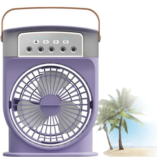Aqua Freeze Portable Air Cooler Fan,Aqua Freeze Portable Air Conditioner With Lights,Rechargeable Portable Mini Misting Fan Hat Blow Cold Air,Three Wind Speeds With 7 Colors Light (Purple) von cookx