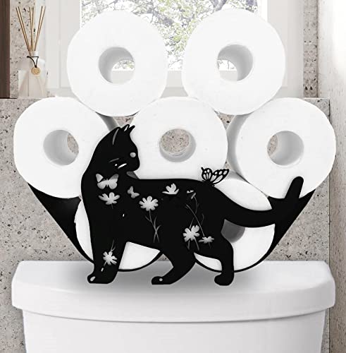 Toilettenpapierhalter, schwarzer Katzen-Toilettenpapierhalter, dekorativer Metallpapierhalter, freistehender Metall-Toilettenpapier-Organizer, hält zusätzliche 8 Rollen von coolboy