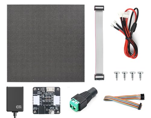 Coolwell RGB LED Matrix Panel for Raspberry Pi for Arduino Full Color 64x64 LED Panel 192x192 mm 3mm Pitch 4096 LEDs with Power Adapter Board and GaN Power Supply 27W von coolwell