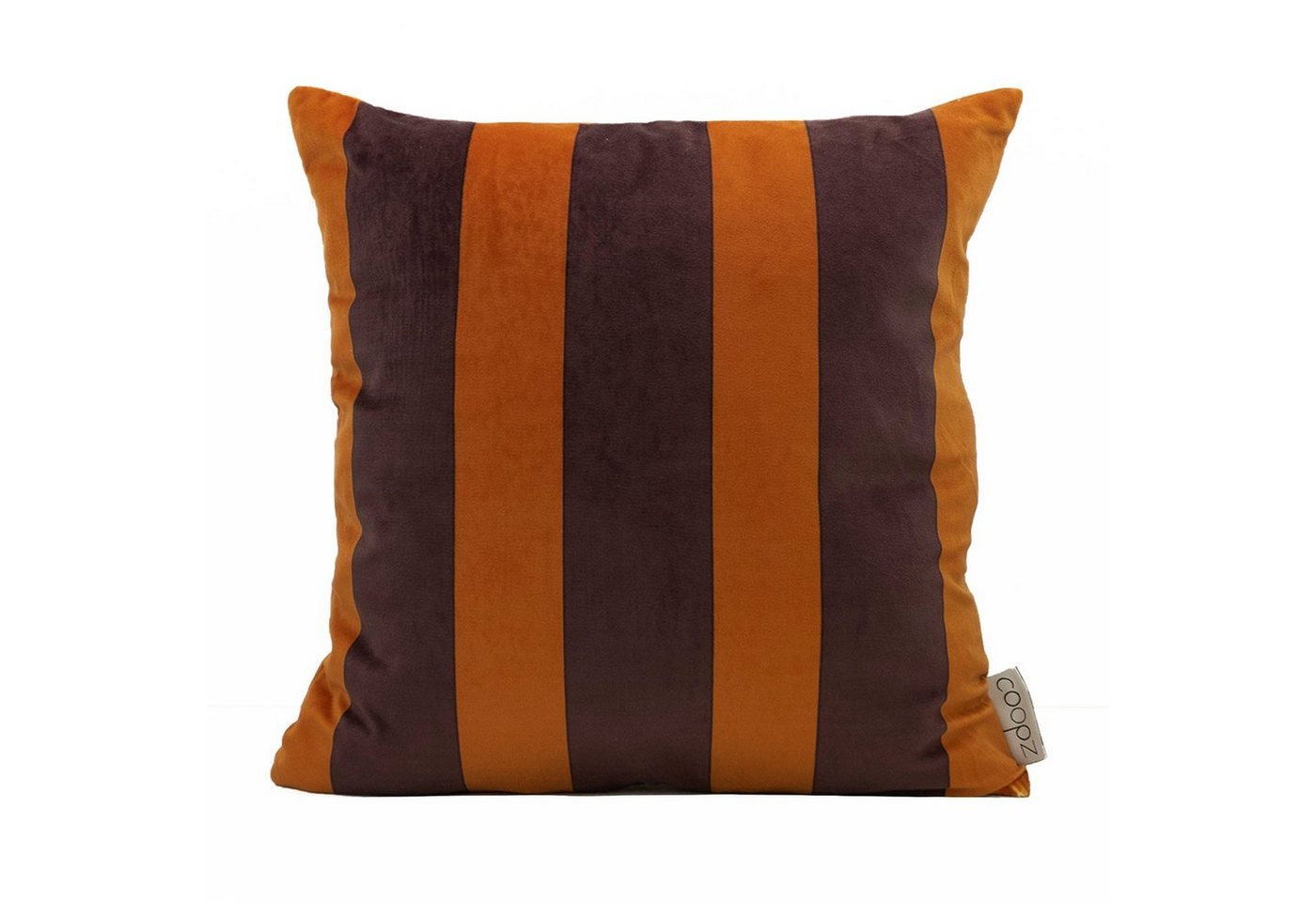 Kissenbezug coopz Kissenbezug Velvet Stripe Aubergine/Copper Samt nature UV-beständig Handmade Grafik, coopz von coopz