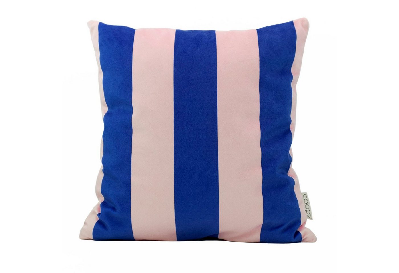 Kissenbezug coopz Kissenbezug Velvet Stripe blue rosa Samt nature UV-beständig Handmade Grafik, coopz von coopz