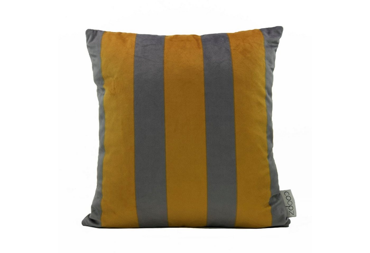 Kissenbezug coopz Kissenbezug Velvet Stripe grey yellow Samt nature UV-beständig Handmade Grafik, coopz von coopz