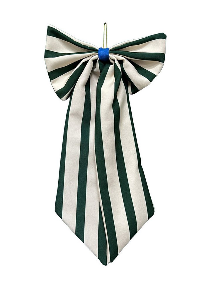 coopz Weihnachtsbaumschleife Weihnachtsschmuck Schleife creme/tannengrün breit gestreift von coopz