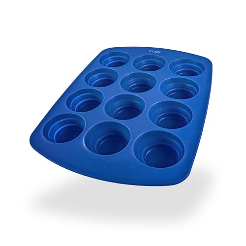 coox MUFFINFORM in Blau, Platzsparendes Muffinblech mit faltbaren Förmchen, Silikon BPA-frei, für 12 Muffins geeignet von coox