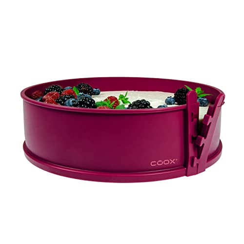 coox Springform mit Glasboden ⌀ 26 cm in Dunkelrot, backen und direkt auf der Glasplatte servieren und schneiden, kein Umsetzen nötig von coox
