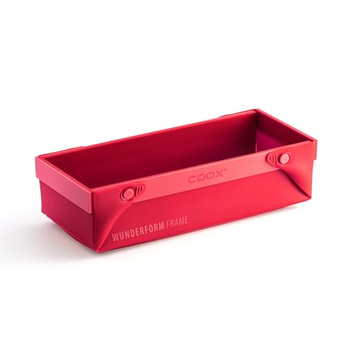 coox WUNDERFORM Frame L in Rot – Faltbare Silikon-Kastenform für Kuchen, Brot & Aufläufe | Toastbrot, Backform & Brotform von coox