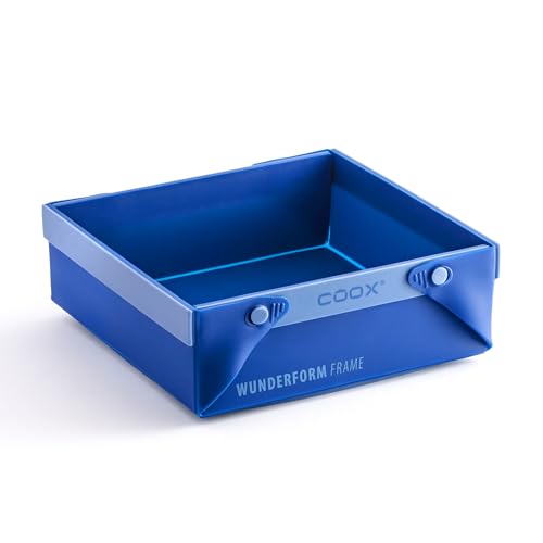 coox WUNDERFORM Frame SQ in Blau, die erste faltbare Back- und Auflaufform, platzsparende Backform aus Silikon, BPA-frei von coox