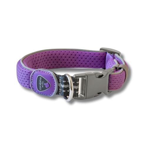 Coralpina - Carezza-Halsband, weich und ergonomisch, mit reflektierenden Kanten und Karabinerhaken aus strapazierfähigem Kunststoff, Farbe Lila, Größe 7 Coralpina - Carezza-Halsband, weich und ergonomisch, mit reflektierenden Kanten und Karabinerhaken aus strapazierfähigem Kunststoff, Farbe Lila, Größe 7 von coralpina