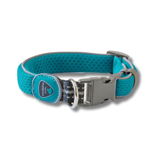 Coralpina - Halsband, weich und ergonomisch, mit reflektierenden Kanten und Karabinerhaken aus strapazierfähigem Kunststoff, Farbe Türkis, Größe 6 Coralpina - Halsband, weich und ergonomisch, mit reflektierenden Kanten und Karabinerhaken aus strapazierfähigem Kunststoff, Farbe Türkis, Größe 6 von coralpina