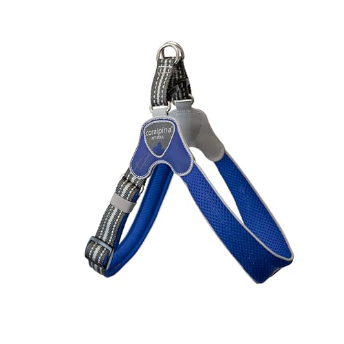 Coralpina - Verstellbares Brustgeschirr für kleine bis mittelgroße Hunde, weich und atmungsaktiv, schadet dem Haar nicht und behindert nicht die Bewegungen, Farbe Blau, Größe 4 von coralpina