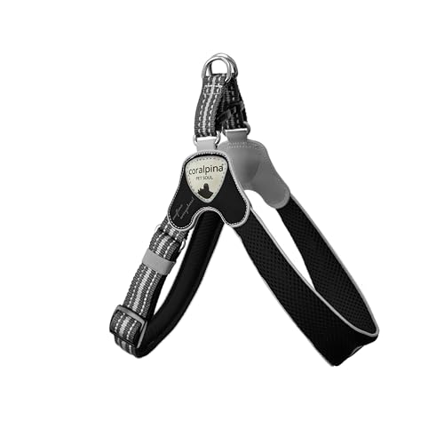 Coralpina - Verstellbares Geschirr Cinquetorri für kleine bis mittelgroße Hunde, weich und atmungsaktiv, schadet dem Haar nicht und behindert nicht die Bewegungen, Farbe Dunkelschwarz, Größe 3 von coralpina