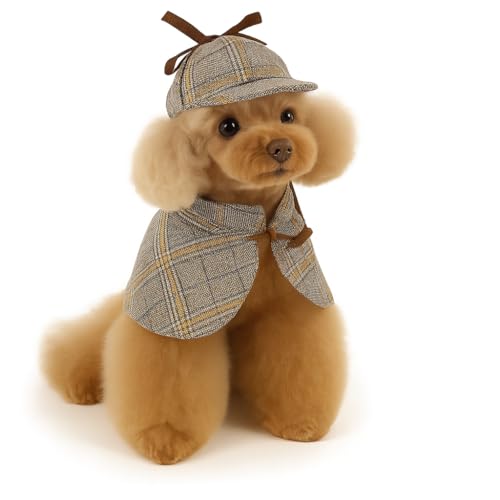 Detektiv-Kostüm für Hunde & Katzen – Sherlock-Style Haustier-Verkleidung mit britischem Umhang & Hut – Lustiges Cosplay-Outfit – Größen S bis L (Detektiv, S) von corimori