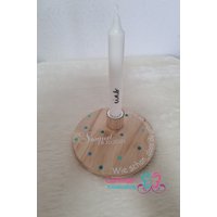 Personalisiertes Geburtstagsbrettchen/Kerzenhalter Kerzenbrett Geburtstagsdeko Blau, Türkis, Mint von corinnaskreativshop