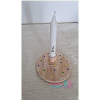 Personalisiertes Geburtstagsbrettchen/Kerzenhalter Kerzenbrett Geburtstagsdeko Gelb, Grün, Blau von corinnaskreativshop
