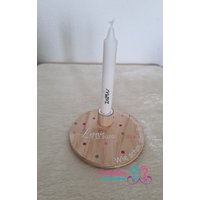 Personalisiertes Geburtstagsbrettchen/Kerzenhalter Kerzenbrett Geburtstagsdeko Pink, Rosa, Grau von corinnaskreativshop