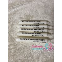 stabkerzen Mit Spruch "Glück Ist Eine ... Wie Dich Zu Haben" Verpackung von corinnaskreativshop