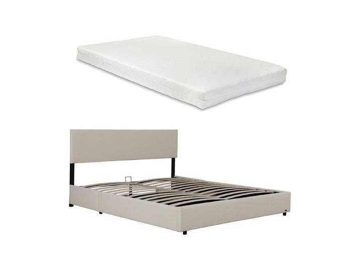 Corium Polsterbett, »Juva« Cord mit Matratze und Lattenrost 140x200 cm Beige, beige, mit Matratze, Kaltschaummatratze, Beige von [corium]