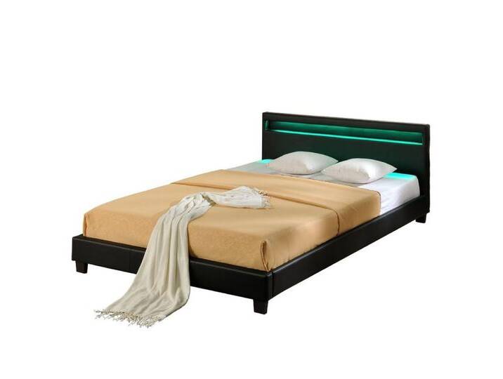 Corium Polsterbett, »Paris« Kunstleder mit LED Beleuchtung Schwarz 180x200cm, schwarz, ohne Bettschubkasten, schwarz von [corium]
