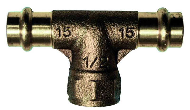 Cornat Press-T-Stück Kupfer, ø 15 mm - 1/2 IG von cornat