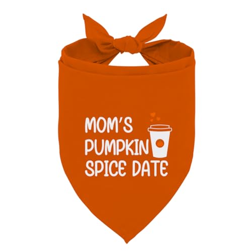 Hundehalstuch, Motiv: Mom's Pumpkin Spice Date für Thanksgiving, Orange, für mittelgroße und kleine Hunde, ausgefallenes Erntedankgeschenk für Haustiere Hundehalstuch, Motiv: Mom's Pumpkin Spice Date für Thanksgiving, Orange, für mittelgroße und kleine Hunde, ausgefallenes Erntedankgeschenk für Haustiere von corner wind