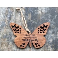 Gravierte Schmetterlings-Dekoration Aus Holz Inspirierendes Zitat von cornishwhispers1