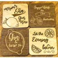 Personalisierte Gin Untersetzer Gravierte Holzuntersetzer 4Er Set von cornishwhispers1