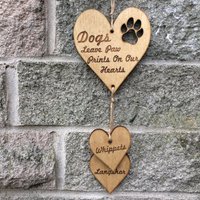 Personalisierte Hundepfote Druckt Hölzerne Herz-Hänge-Dekoration von cornishwhispers1