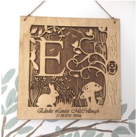 Personalisiertes Woodland New Baby-Andenken Gravurbriefrahmen von cornishwhispers1